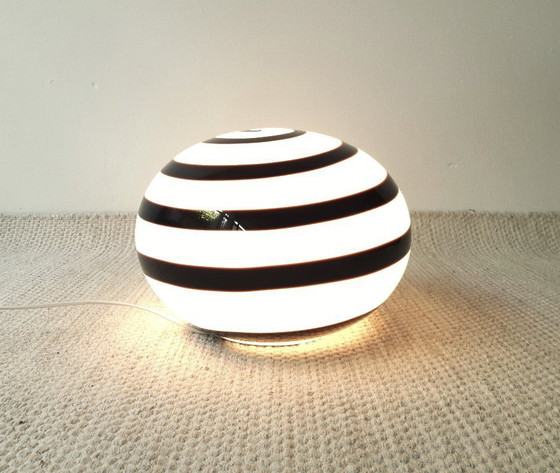 Image 1 of Large ILU di Vetro glass table lamp / floor lamp, model Zebra black and white glass, Italian glass Dutch design