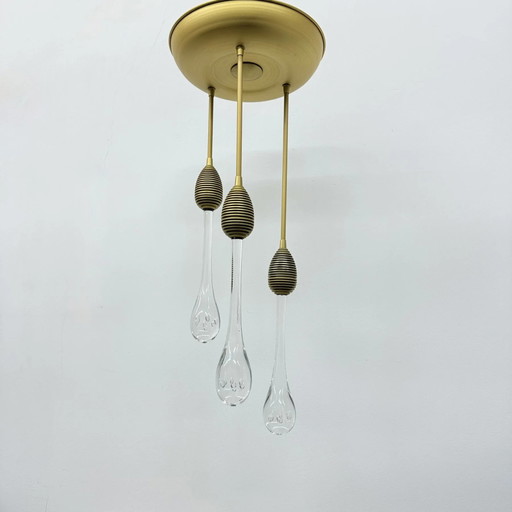 Plafonnier design Mid-century gouttes de verre de Murano années 70