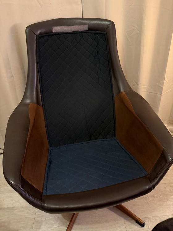 Image 1 of H.W. Klein para Bramin – Sillón con reposapiés – Piel auténtica – Años 60 – Excelente estado