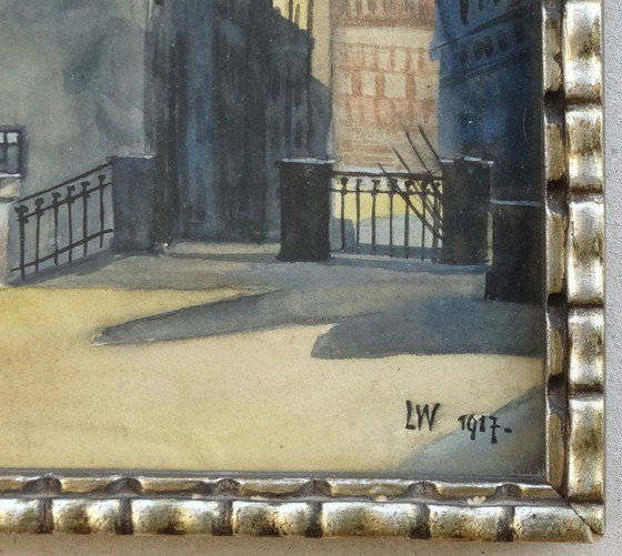 Image 1 of Art Deco Watercolour, 1917, Dresden „Frauenkirche“, aquarel