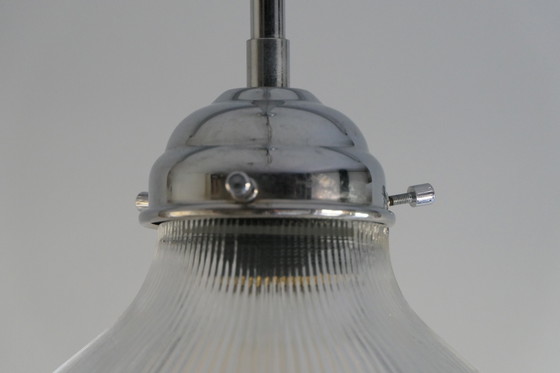 Image 1 of Lampes pendantes en plexiglas transparent strié Holophane