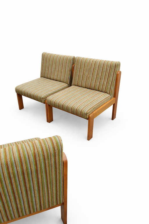 Vintage modularer grün/gestreifter Sessel/Sofa