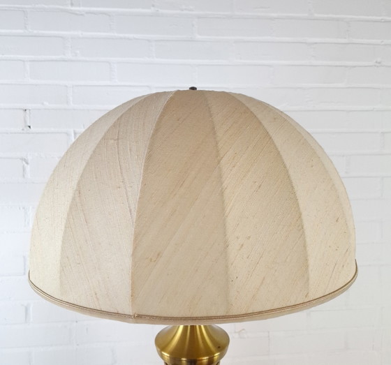 Image 1 of Vintage mushroom brass XL table lamp mid-century modern design 1970s