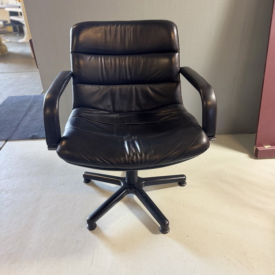 Image 1 of Vintage Artifort Swivel Armchair Geoffrey Harcourt Leather