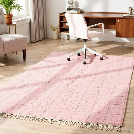 Tapis marocain shaggy moderne à motif quadrillé 250CMx150CM – Wool, Cotton, Scandinavian (photo 11 of 14)