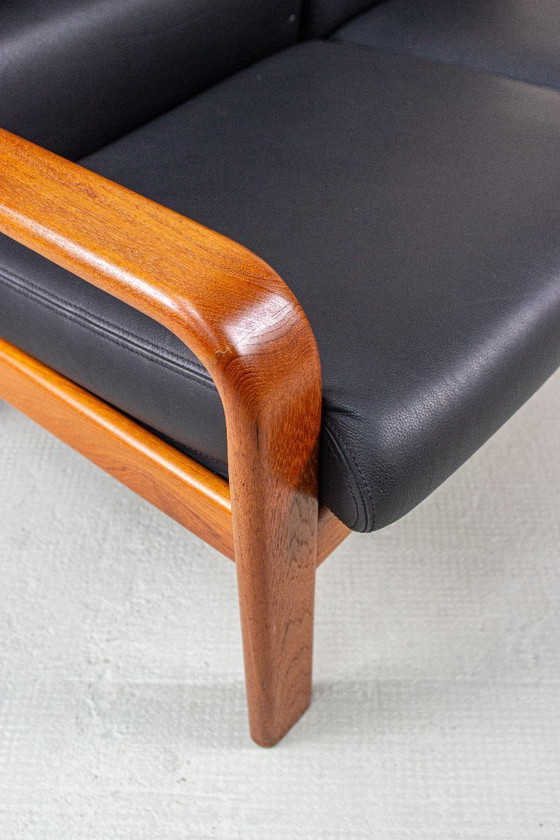 Image 1 of Divano vintage in teak, divano in pelle, modello a 2 posti Olsen & Laursen, anni '80