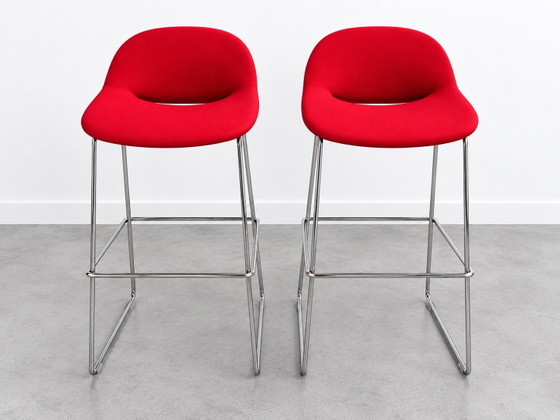 2x Artifort Beso Barhocker/Barhocker, Stoff, Chrom, Rot, Modern (Foto 3 von 12)