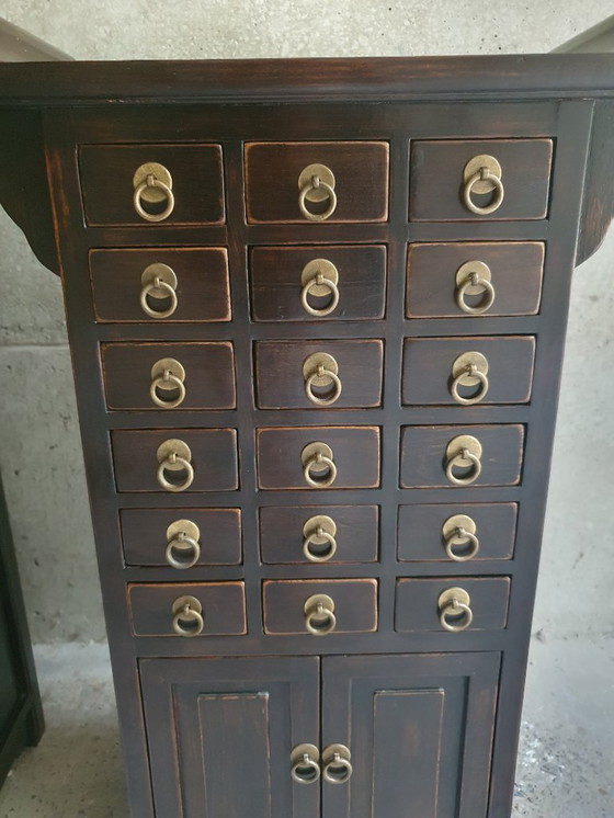 Image 1 of Pair Of Vintage Asian Apothecary Cabinets