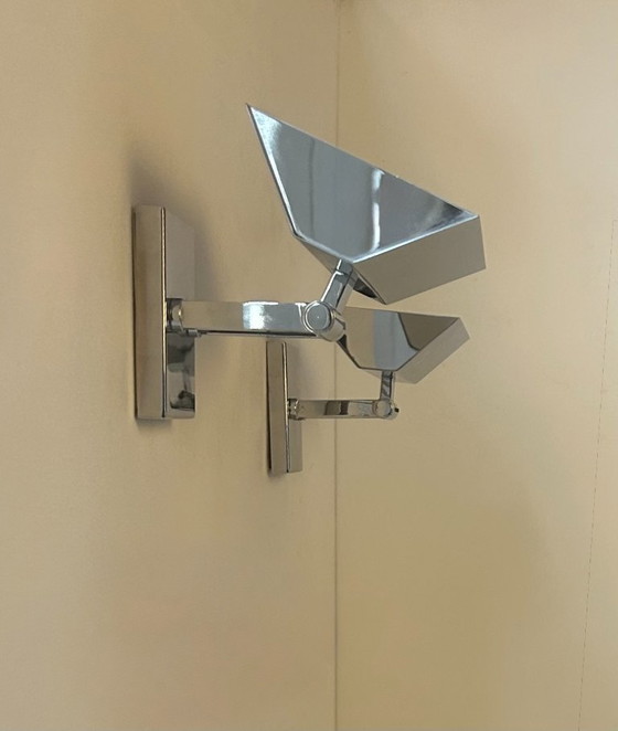 Image 1 of Coppia di applique vintage regolabili, metallo cromato, Francia 1970