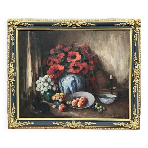 Large format painting. "Still Life with Poppies". – schilderijen tekeningen, Canvas