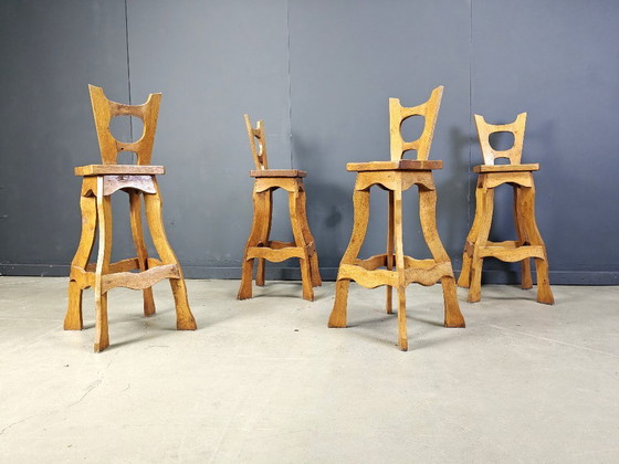 Image 1 of Vintage brutalist bar stool sset of 4 - 1960s 