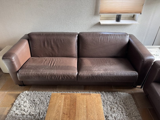 Image 1 of Leren bankstel HF Style (bruin) 2x 3 persoons