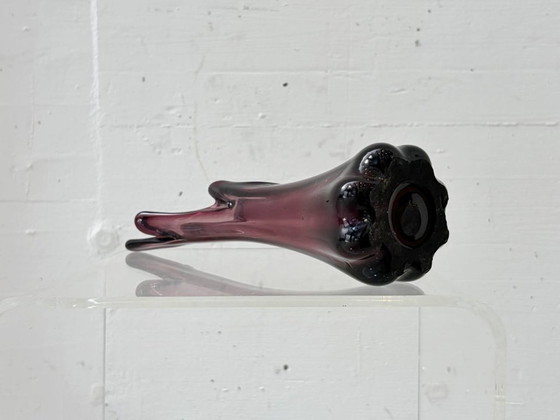 Image 1 of Vase expressif en verre de Murano violet, années 1950
