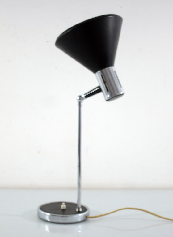 Image 1 of Lampada da scrivania vintage italiana anni Sessanta in cromo e nero