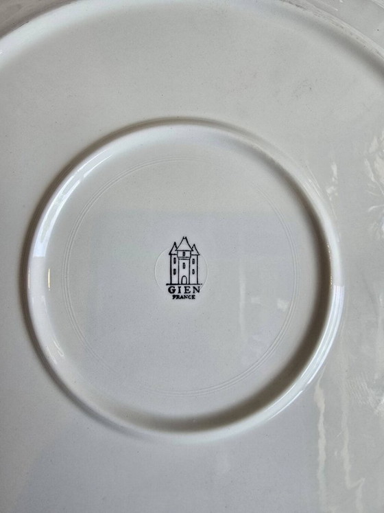Plat Ovale en Faïence de Gien France, Décor Fleurs Vertes, Bord Relief Vann – Art de la table, Ceramic (photo 4 of 5)