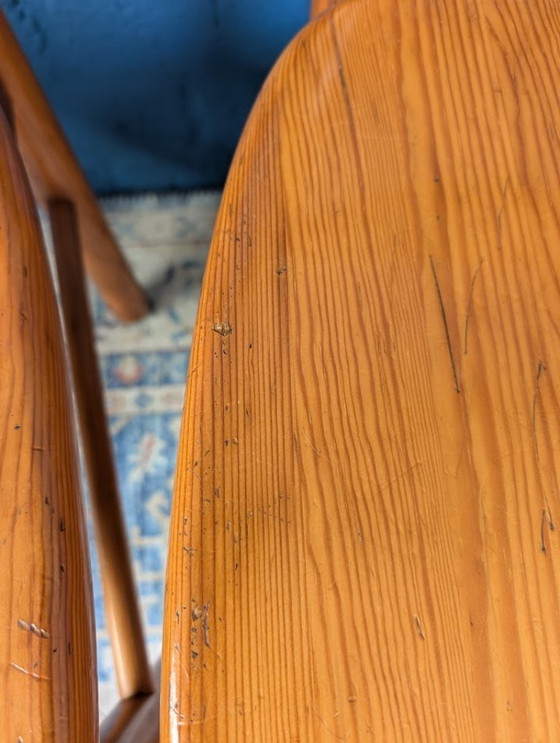 Image 1 of Vintage grenen eettafel met vier stoelen, jaren 70