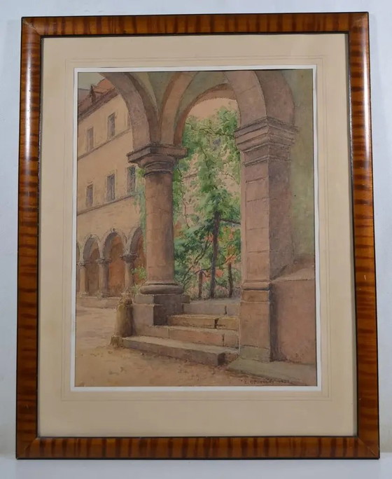 Emile Goussery (Francés) "El Claustro - Convento de las Ursulinas" Acuarela Firmada y Fechada 1938 (photo 2 of 12)