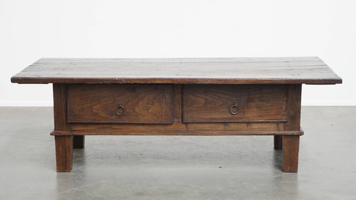 Antique late 18th century South European coffee table made of chestnut wood