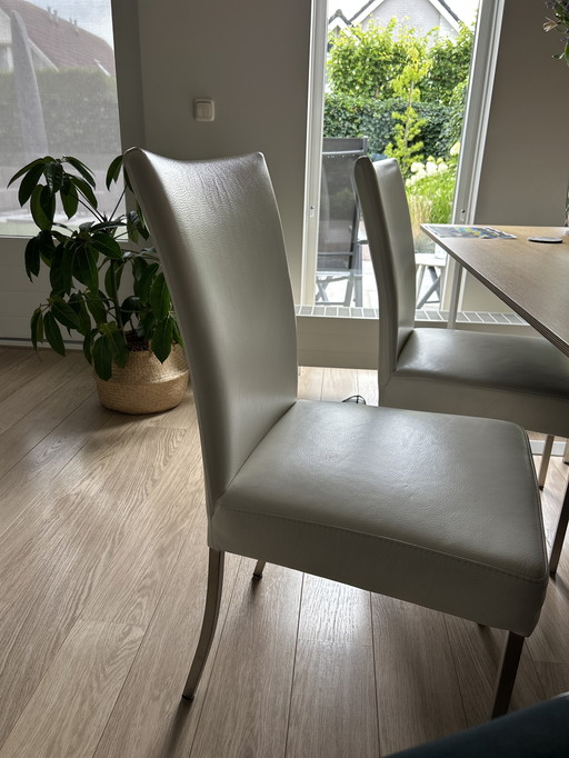 4 chairs Bert plantagie white leather very clean condition