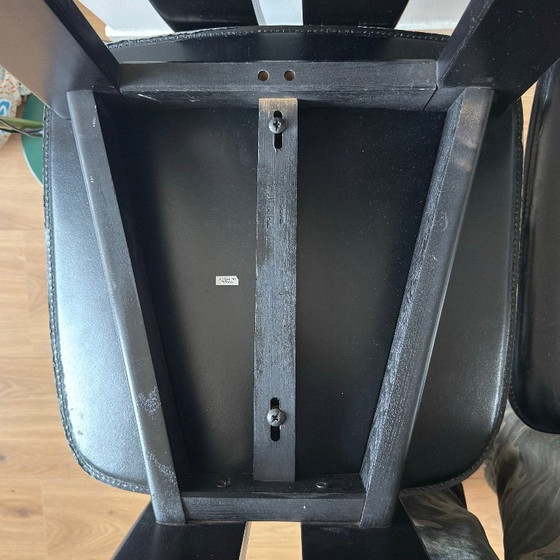 Image 1 of Set van vier volledig zwarte eetkamerstoelen met hoge rugleuning in de stijl van Pietro Constantini, jaren 70, Italië