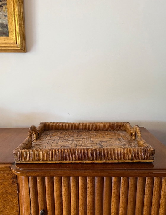 Hollywood Regency Wicker Tray, Vivai Del Sud Italy Ca. 1970 – Table accessories (photo 3 of 12)