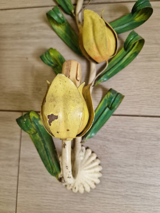 Metall Wandleuchte 3 Tulpen vintage