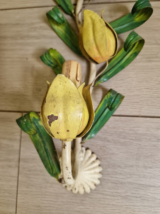 Image 1 of Lampada da parete in metallo 3 tulipani vintage