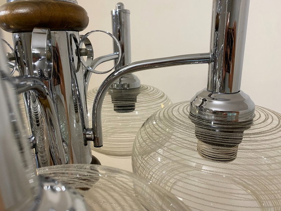 Vintage EMI Poljčane 5-Light Sputnik Chandelier, 1980s – Chrome, Glass (photo 8 of 16)