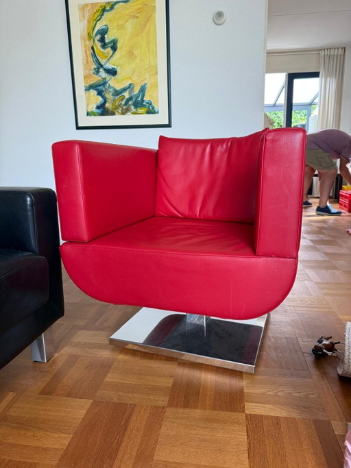 JORI Ice Cube Fauteuil – Rood Leder – Design Klassieker – Leather