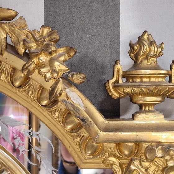 Image 1 of Wall mirror, carved and gilded wood, Napoleon III, circa 1880 – France