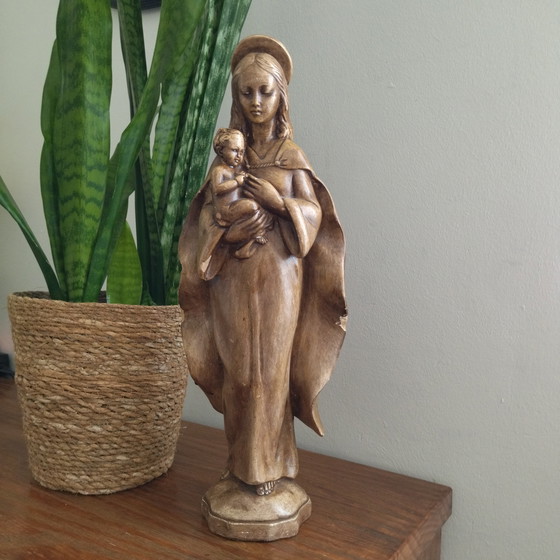 Image 1 of Statua in gesso della Vergine Maria e di Gesù bambino