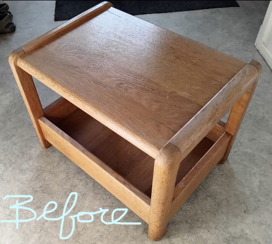 Vintage solid oak side table – restored – Wood (photo 7 of 7)