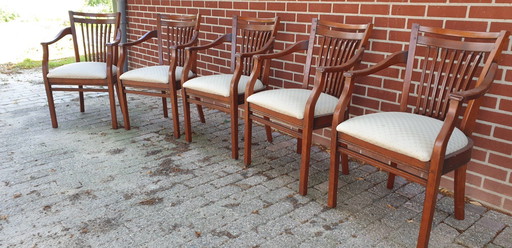 5 poltrone da pranzo Bannink Art Nouveau in legno di ciliegio