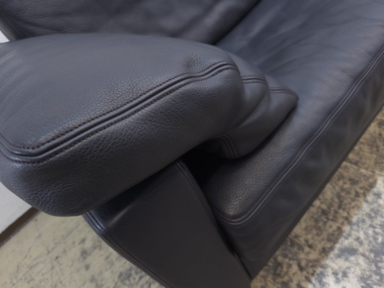 Image 1 of De Sede ds 17 three-seater blue Paris designer sofa leather sofa couch desede