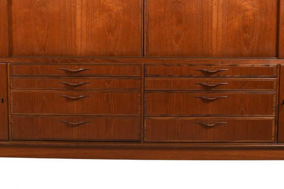 Image 1 of High Quality Danish Highboard with Brass Handle Inlays 1950s