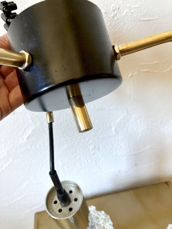 Image 1 of Lampadario a sospensione vintage a cascata a 3 luci – Vetro sfaccettato e cromo, anni '60/'70