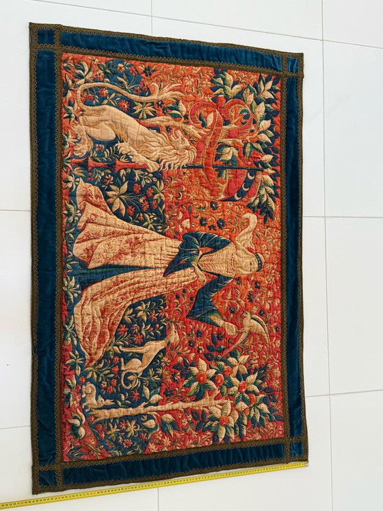 Image 1 of La dame a la licorne embroidery signed by roga and sewn with gold-plated thread
