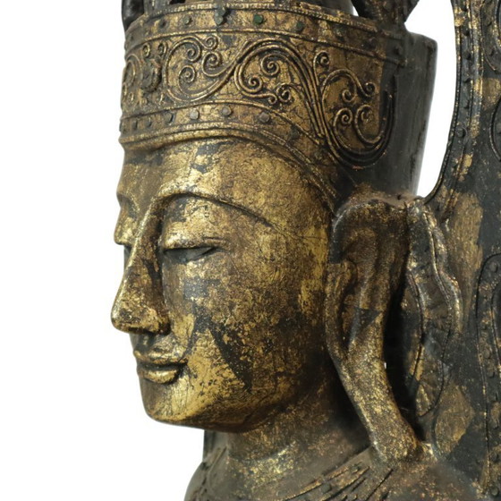 Image 1 of Buddha enorme in legno dorato 135 cm