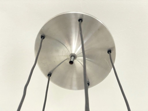 1x Suspension Cascade Vintage à 5 lumières – hanglampen, Glass, Metal (photo 2 of 6)