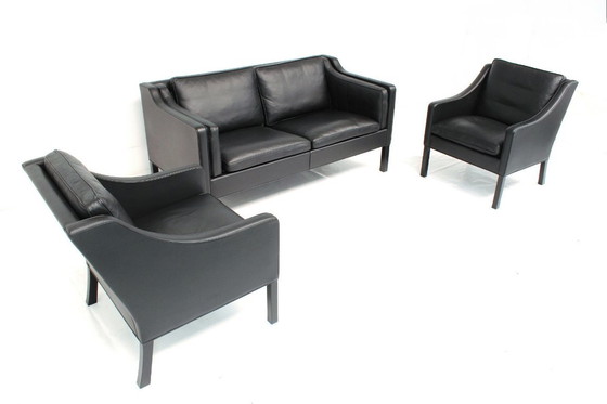 Image 1 of comme neuf ! Original Børge Mogensen for Fredericia Danish Lounge Set, Sofa and 2 Chairs, premium Leather, Oak, RP 31.161 Euro