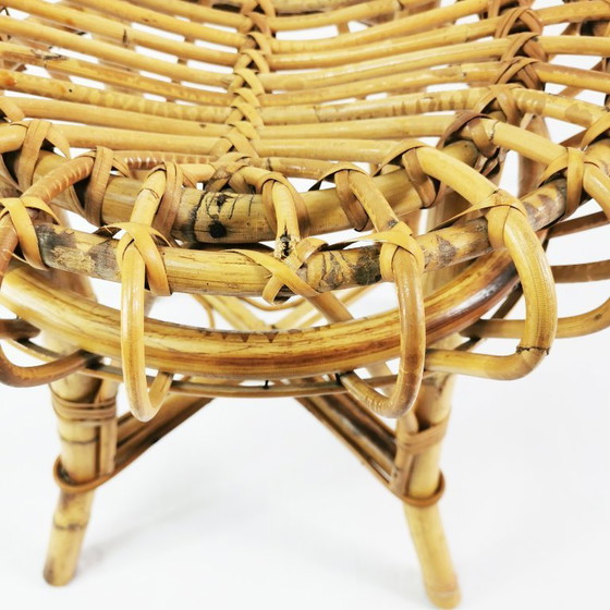 Image 1 of Kruk van rotan en bamboe, ontworpen door Franco Albini, Italië, jaren 60.