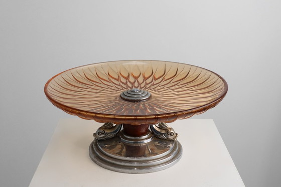 Image 1 of Fruttiera in vetro e metallo Art Déco, Francia, circa 1940