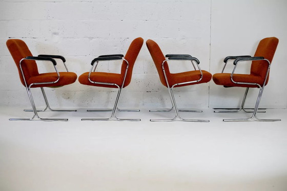 Image 1 of 4x Fauteuils "Space Age", Piètement Acier Chromé, Revêtement