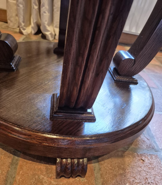 Image 1 of Runder Säulentisch der Amsterdamer Schule, Guéridon, Art déco, 80 cm hoch. Teetisch, Weintisch, Präsentationstisch