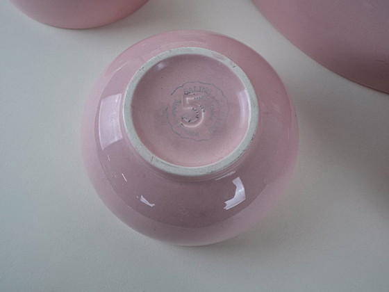 Image 1 of Set di ciotole in ceramica rosa, design francese, anni '80, prodotte in Francia
