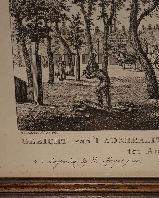 Stampa della città di Amsterdam, veduta storica della città, Decorazioni murali, Legno, Vetro, Grigio (foto 2 di 5)