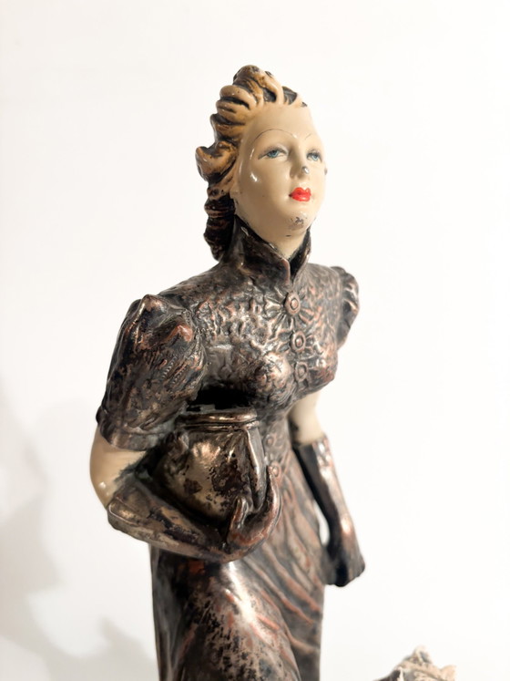 Ceramic Sculpture of a Lady with Fox Terrier by Ceramiche Mollica, 1940s (photo 3 of 9)