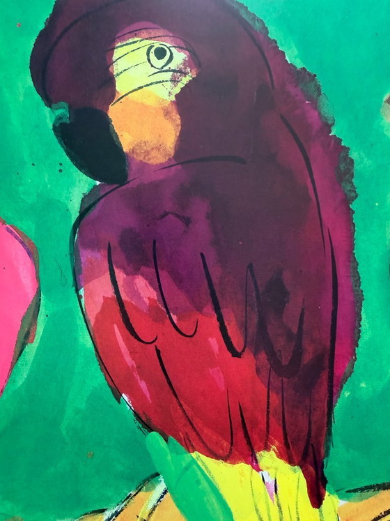 Image 1 of Walasse Ting (1929–2010), 3 Perroquets, Galerie Lucie Weill-Seligmann, copyright 1989, Yves Riviera editeur, Paris, Printed in S
