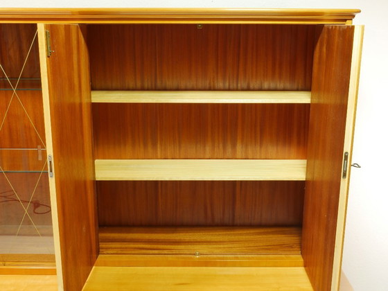 Image 1 of Buffet haut vintage avec grande vitrine, meuble de salon, années 1960, Allemagne