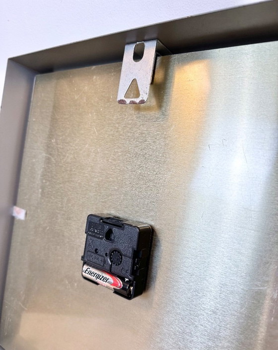 Image 1 of Grey Industrial Square Wall Clock from Pragotron, 1970s